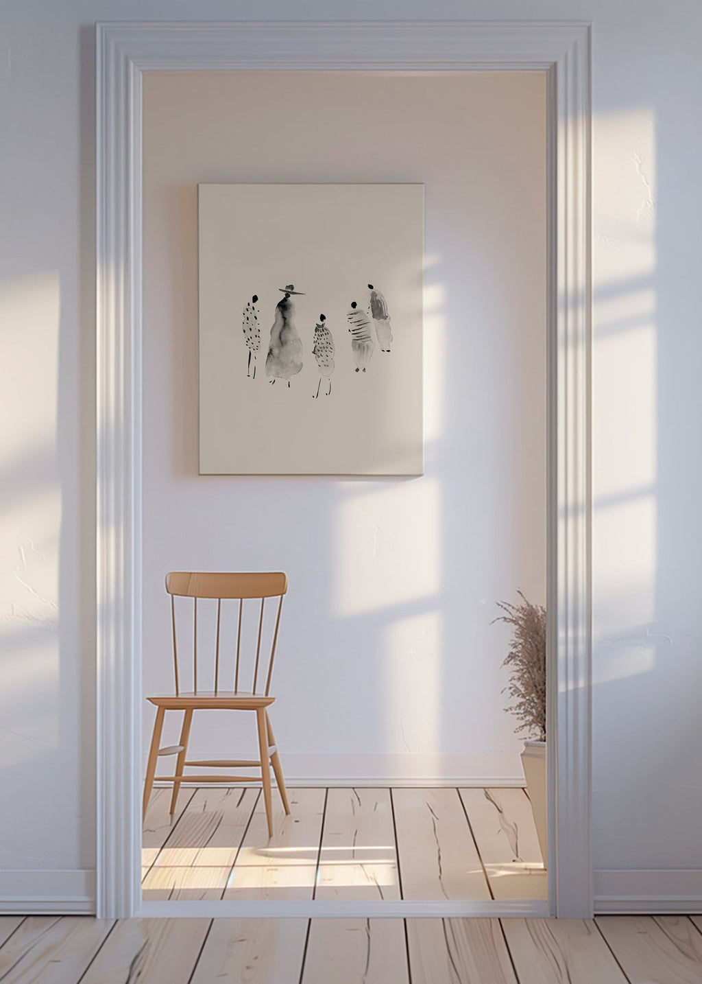 Ilustrace postav inkoustem minimalistická – Canvas