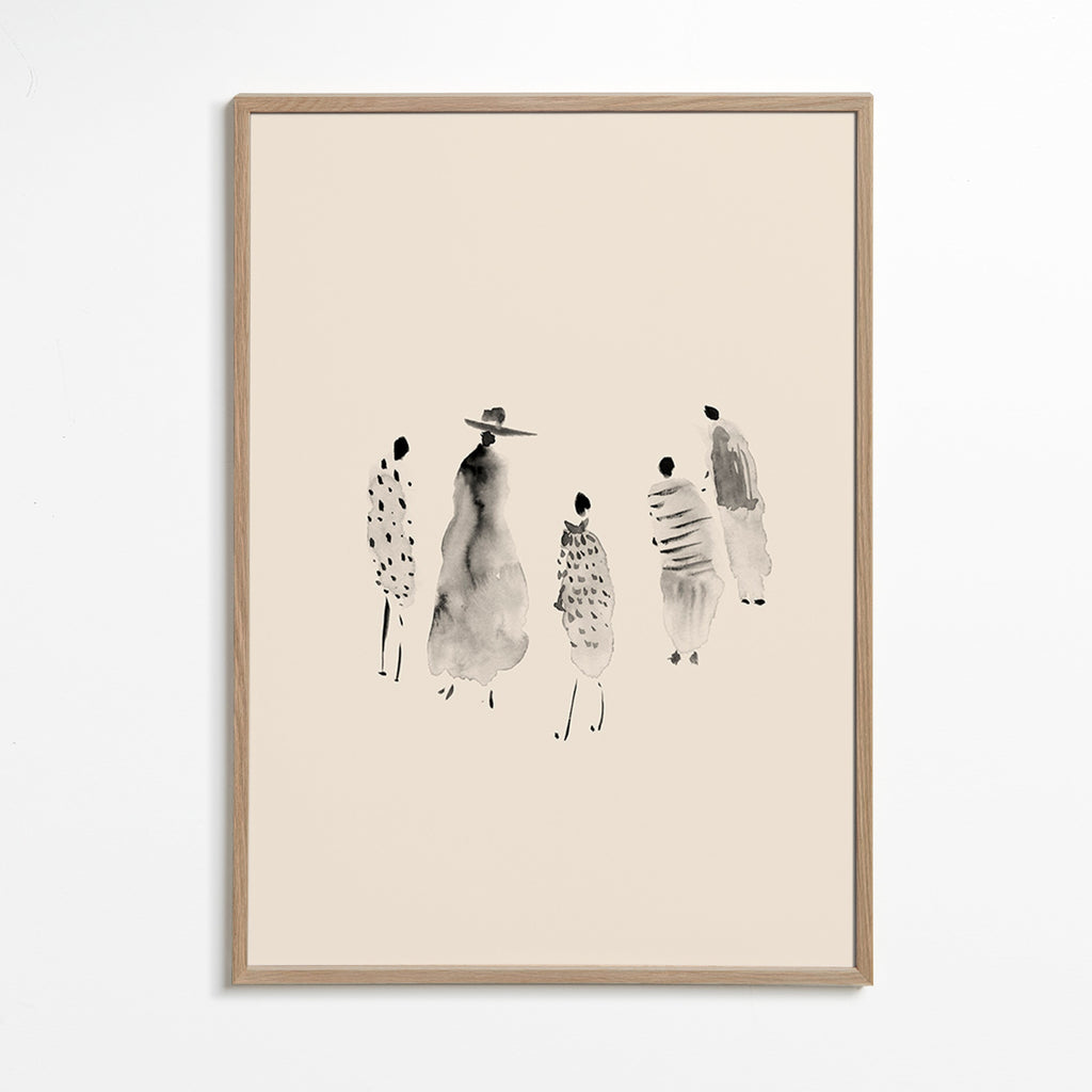 Ilustrace postav inkoustem minimalistická – Oak Frame