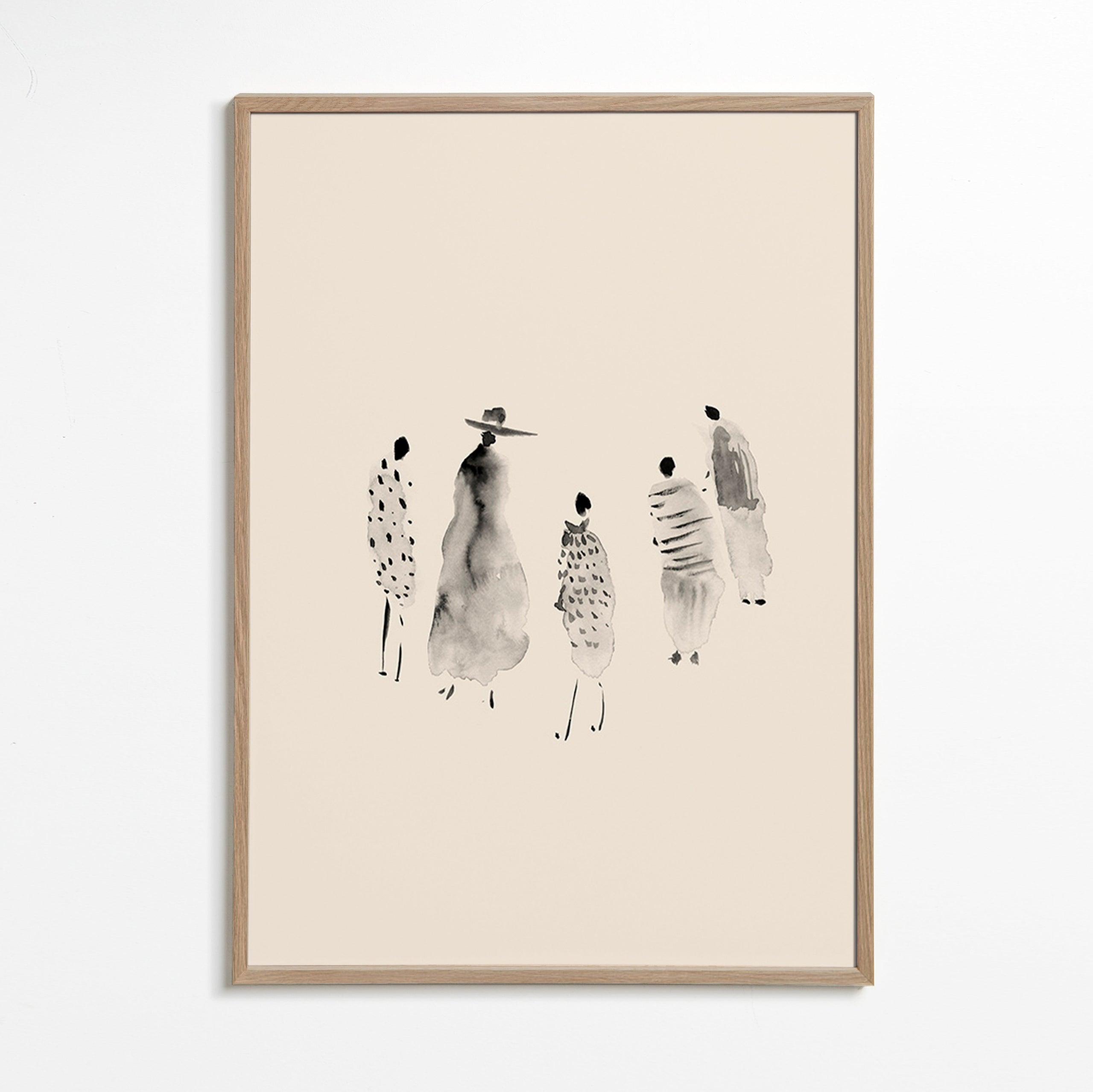 Ilustrace postav inkoustem minimalistická – Oak Frame