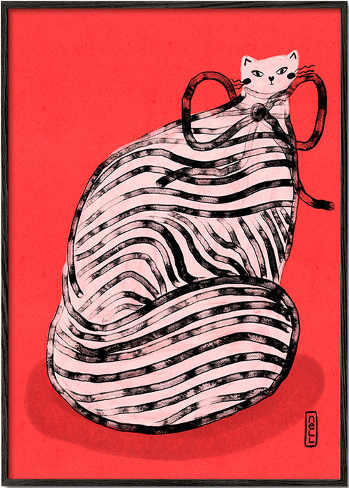 Plakát pruhovaná kočka – Black Frame