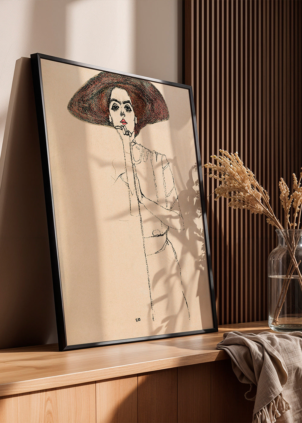 Ilustrace portrét s kloboukem a expresivní linkou – Product2