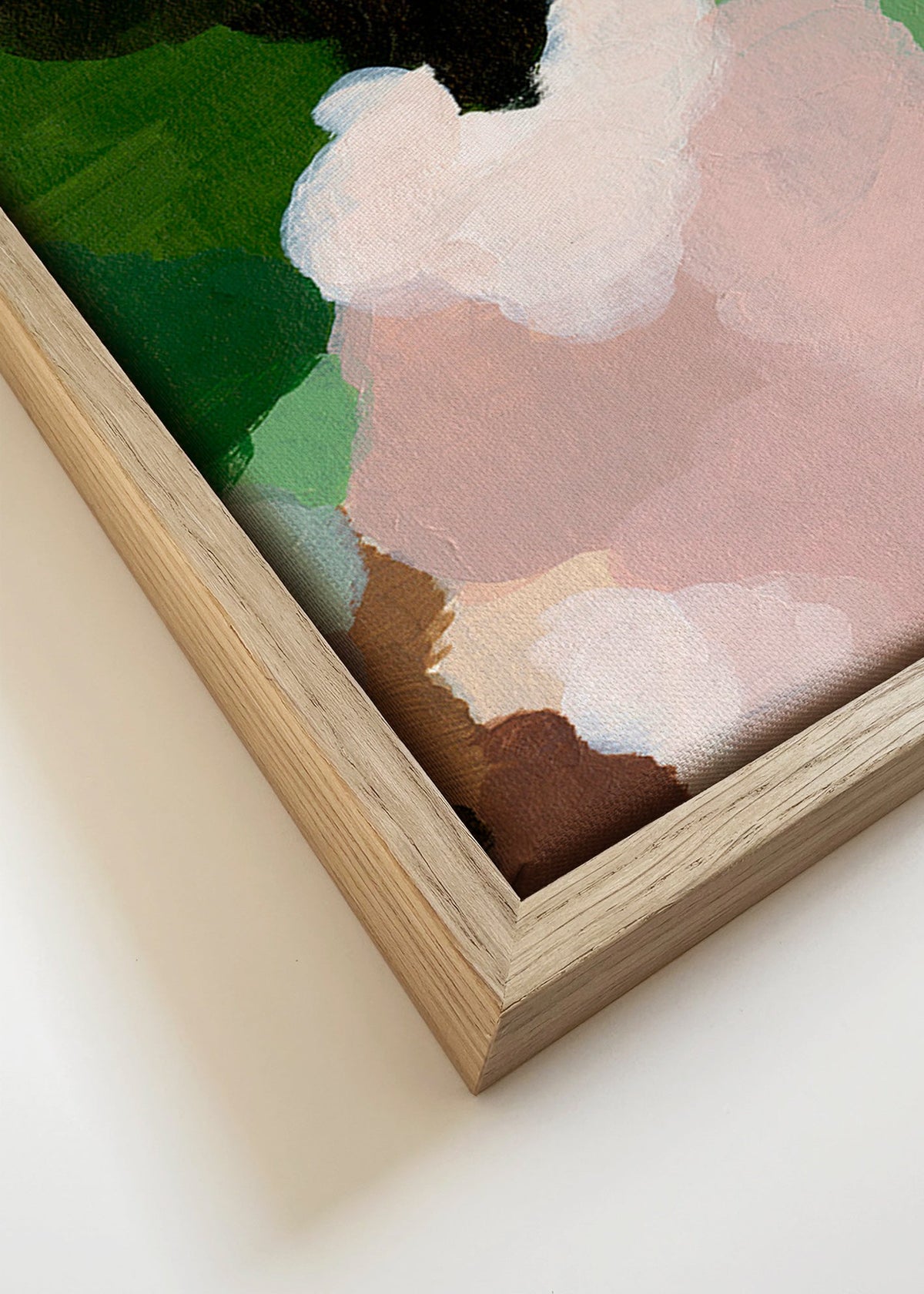 Abstraktní obraz s organickými zelenými tvary – Canvas detail