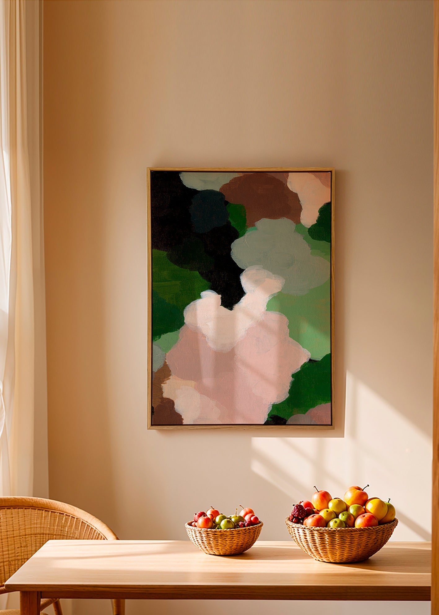 Abstraktní obraz s organickými zelenými tvary – Canvas2