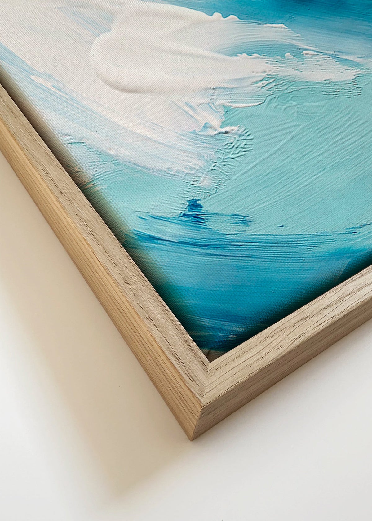 Abstraktní obraz modrobílý s výraznými tahy štětcem – Canvas detail