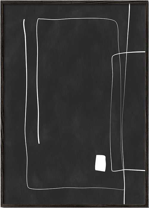Minimalistický obraz s bílými liniemi na černém pozadí – Black Frame