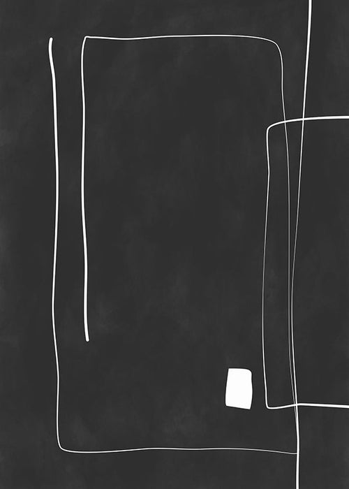 Minimalistický obraz s bílými liniemi na černém pozadí