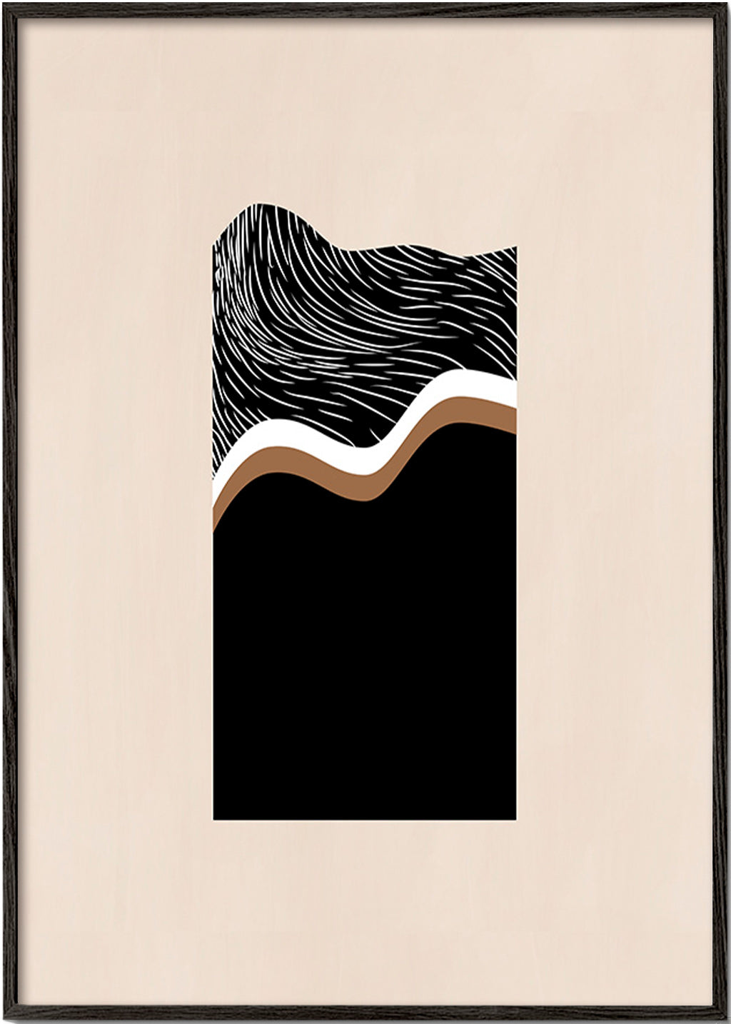 Abstraktní obraz s monochromatickými vlnami – Black Frame