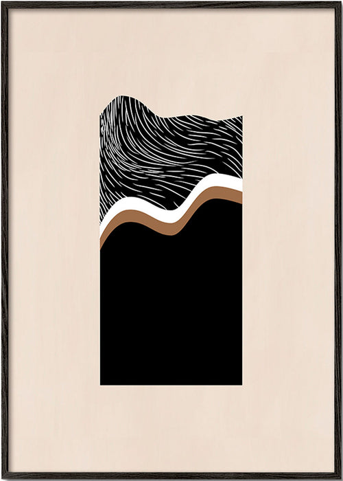 Abstraktní obraz s monochromatickými vlnami – Black Frame