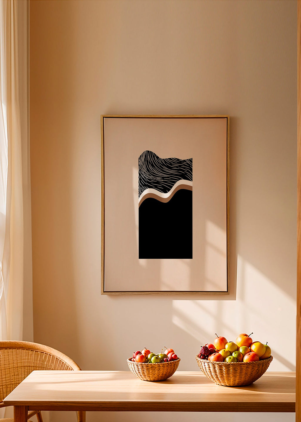 Abstraktní obraz s monochromatickými vlnami – Canvas2