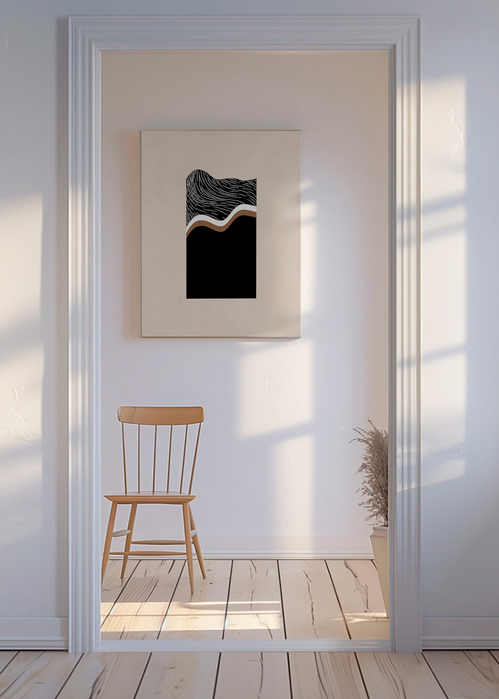 Abstraktní obraz s monochromatickými vlnami – Canvas
