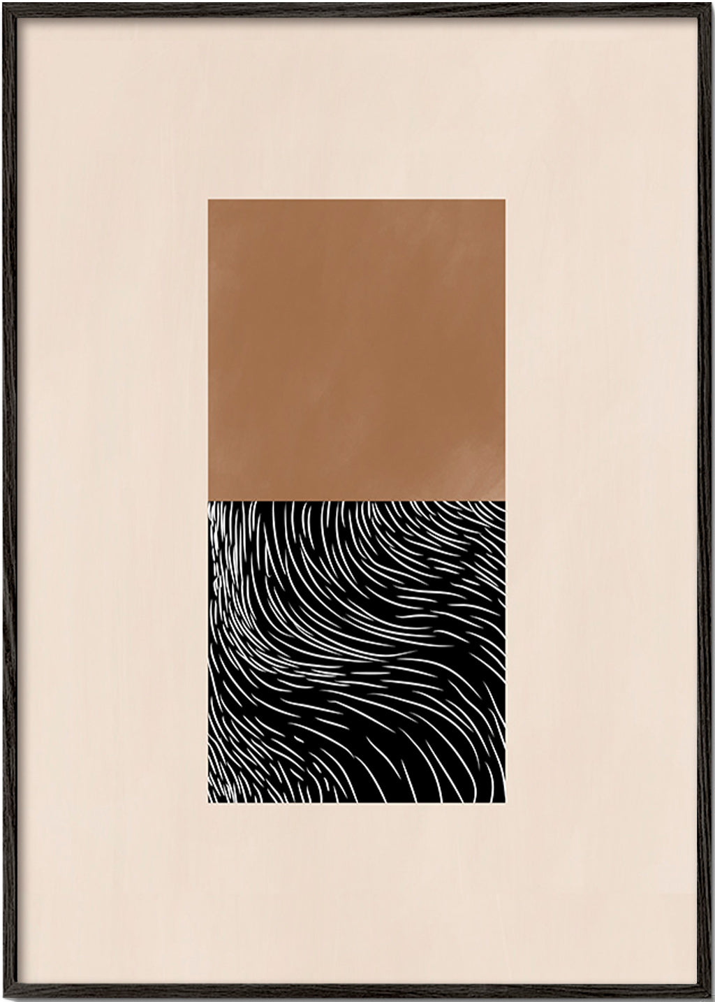 Geometrický obraz se dvěma strukturovanými bloky – Black Frame