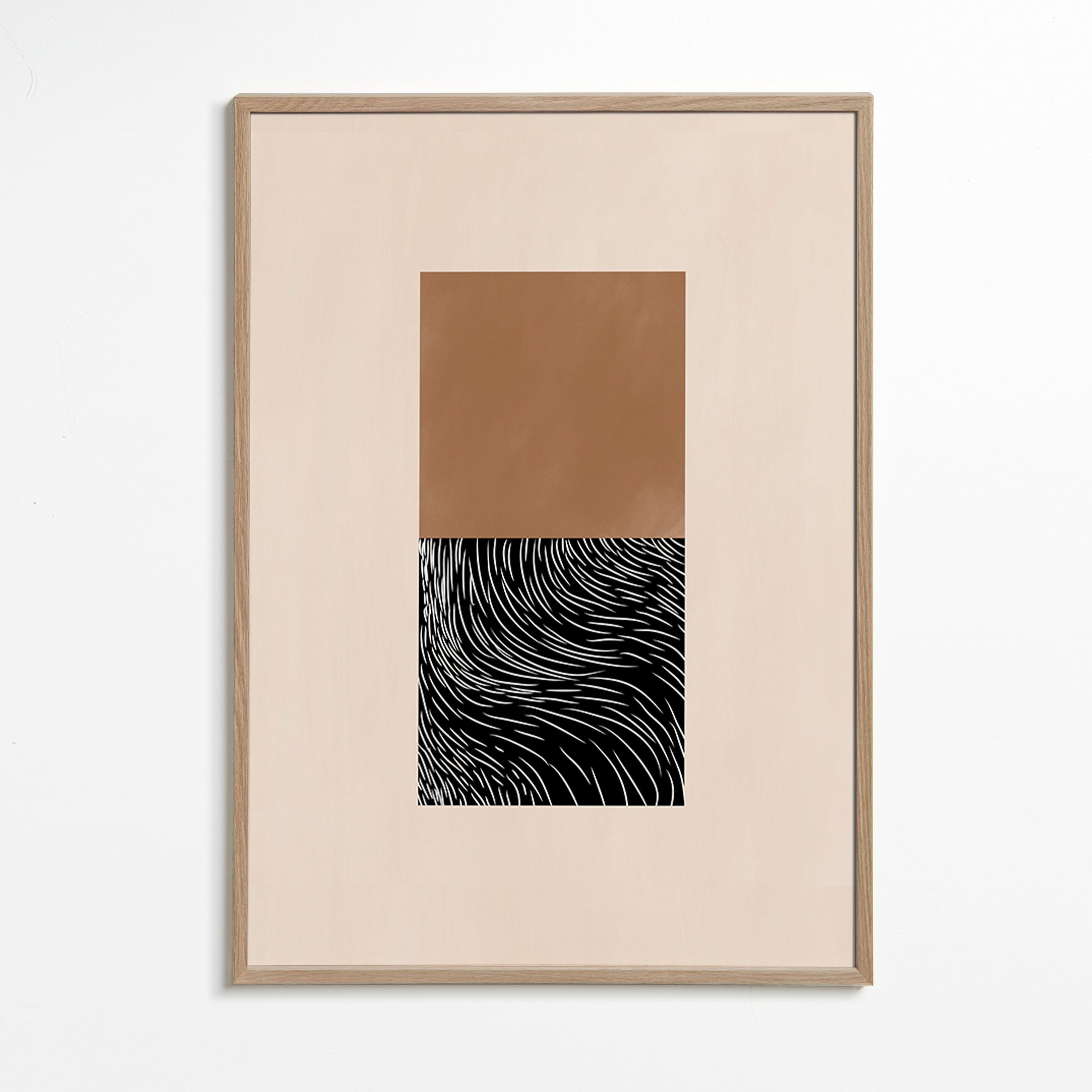 Geometrický obraz se dvěma strukturovanými bloky – Oak Frame