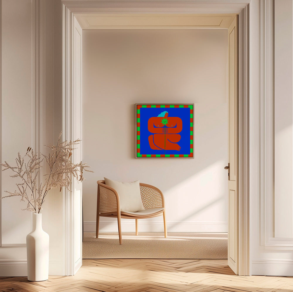 Abstraktní obraz se stylizovanou červenou postavou – Canvas1