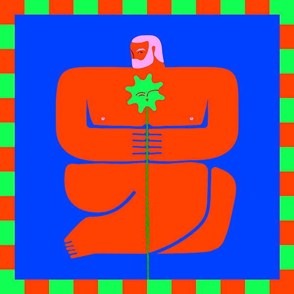 Ilustrace postavy držící květinu