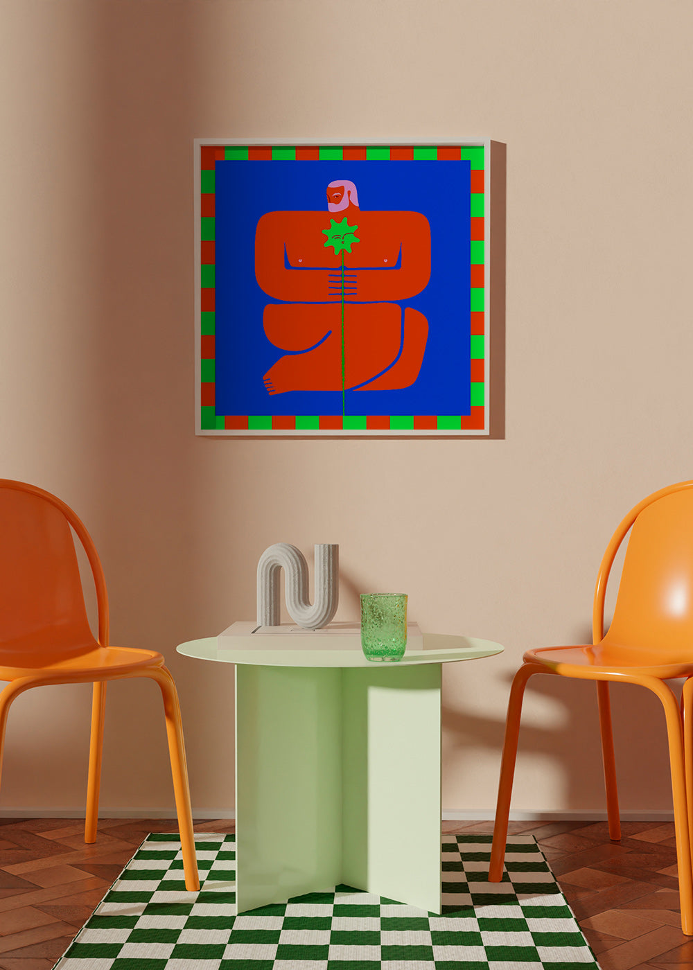 Ilustrace postavy držící květinu – Product2