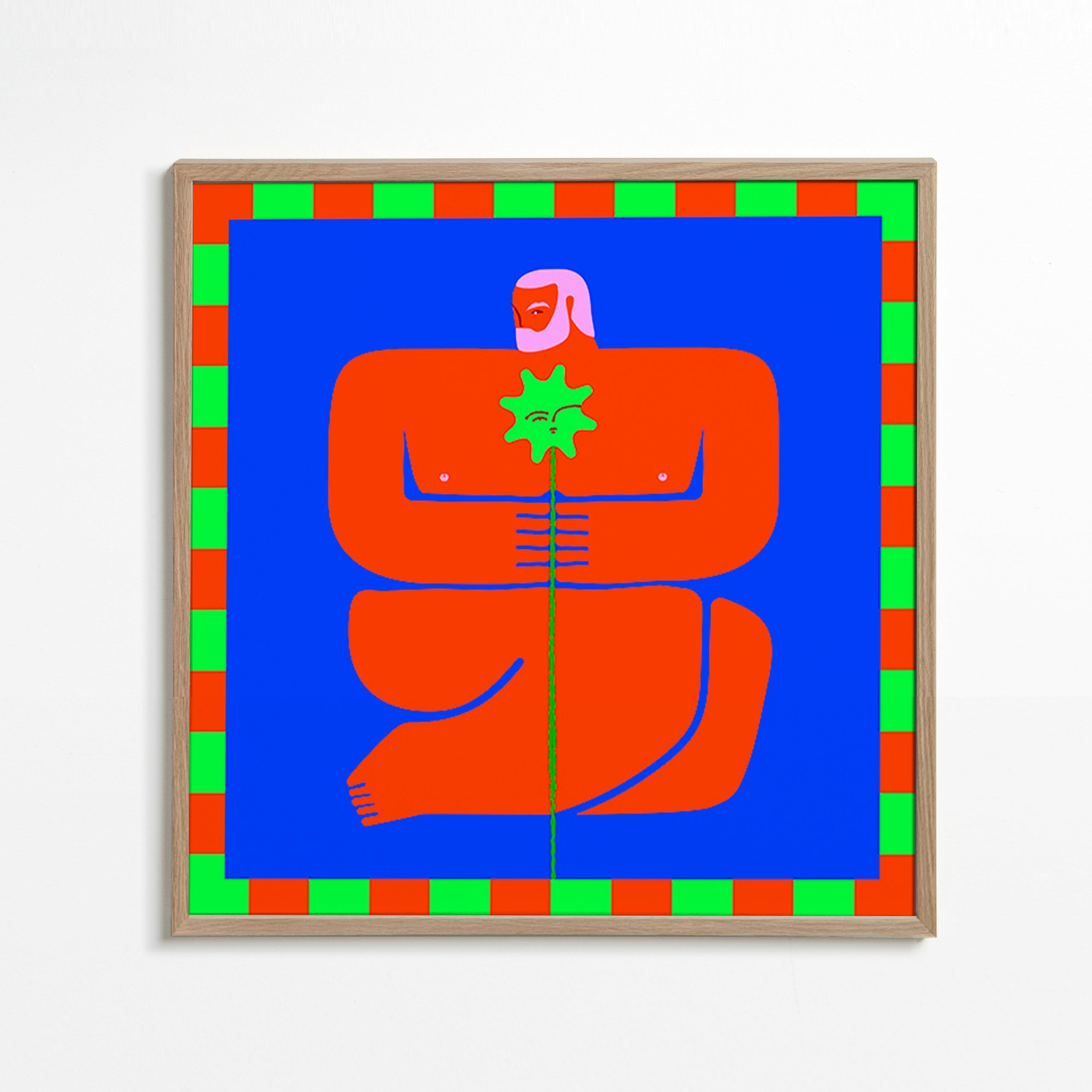 Ilustrace postavy držící květinu – Oak Frame