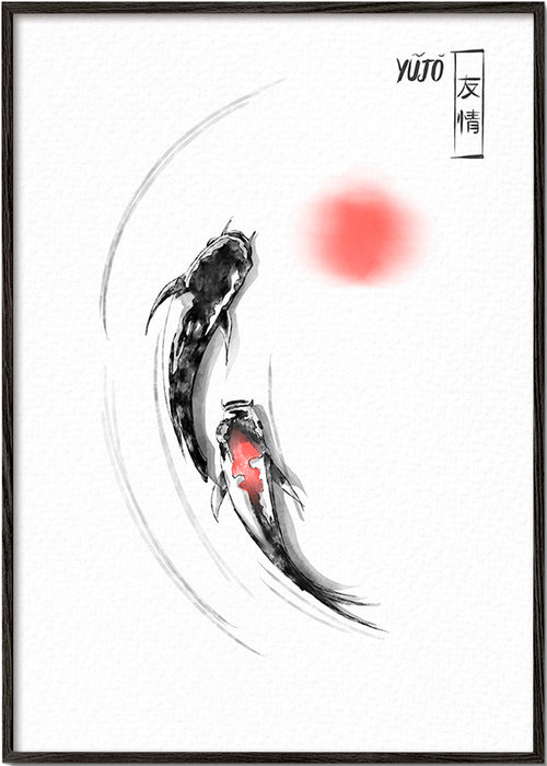 Ilustrace koi japonská minimalistická – Black Frame
