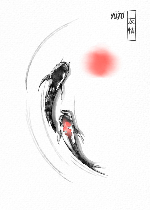 Ilustrace koi japonská minimalistická