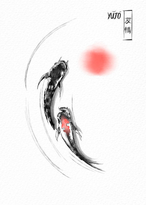 Ilustrace koi japonská minimalistická