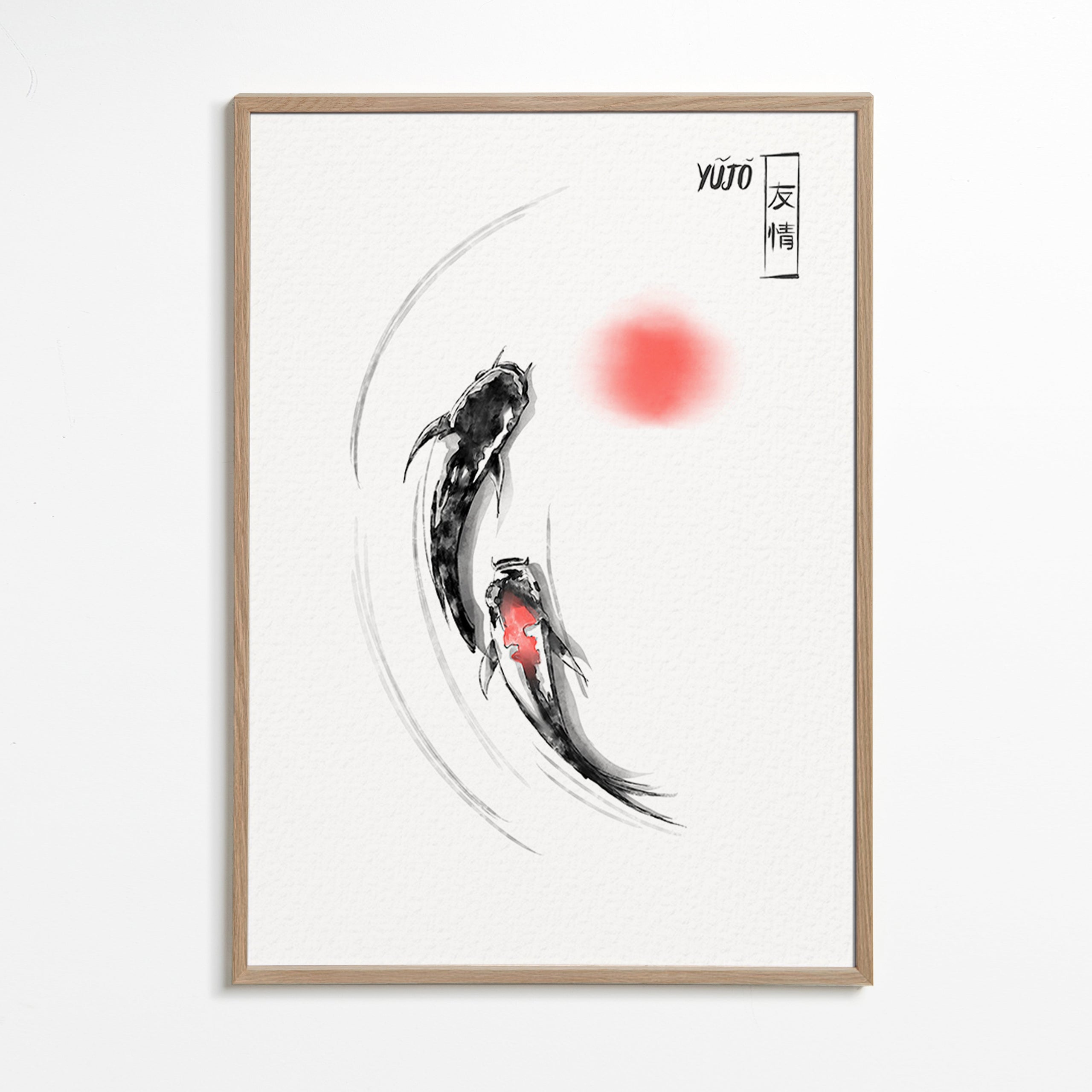 Ilustrace koi japonská minimalistická – Oak Frame