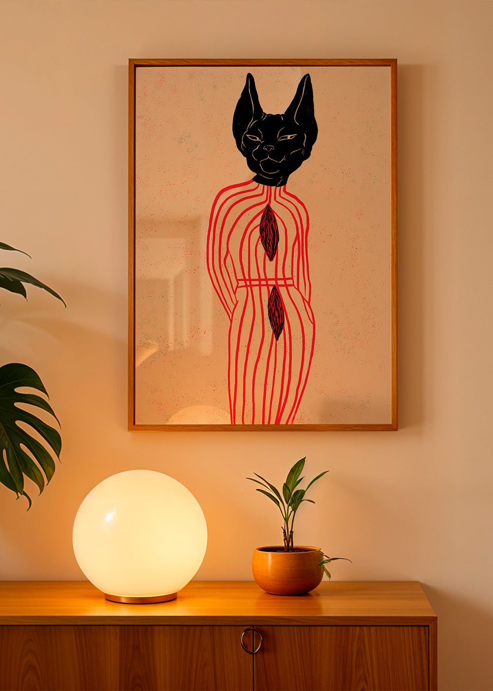 Stylizovaná kočka s červenými liniemi – Product2