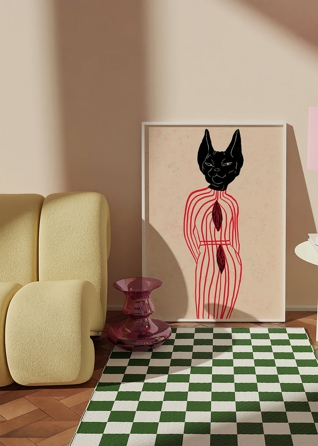 Stylizovaná kočka s červenými liniemi – Product3