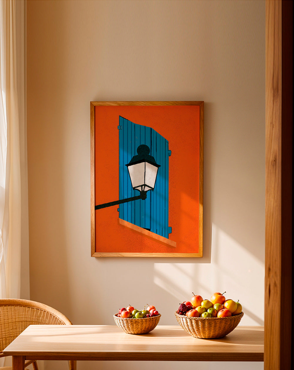 Ilustrace modré okenice a lucerna – Product2