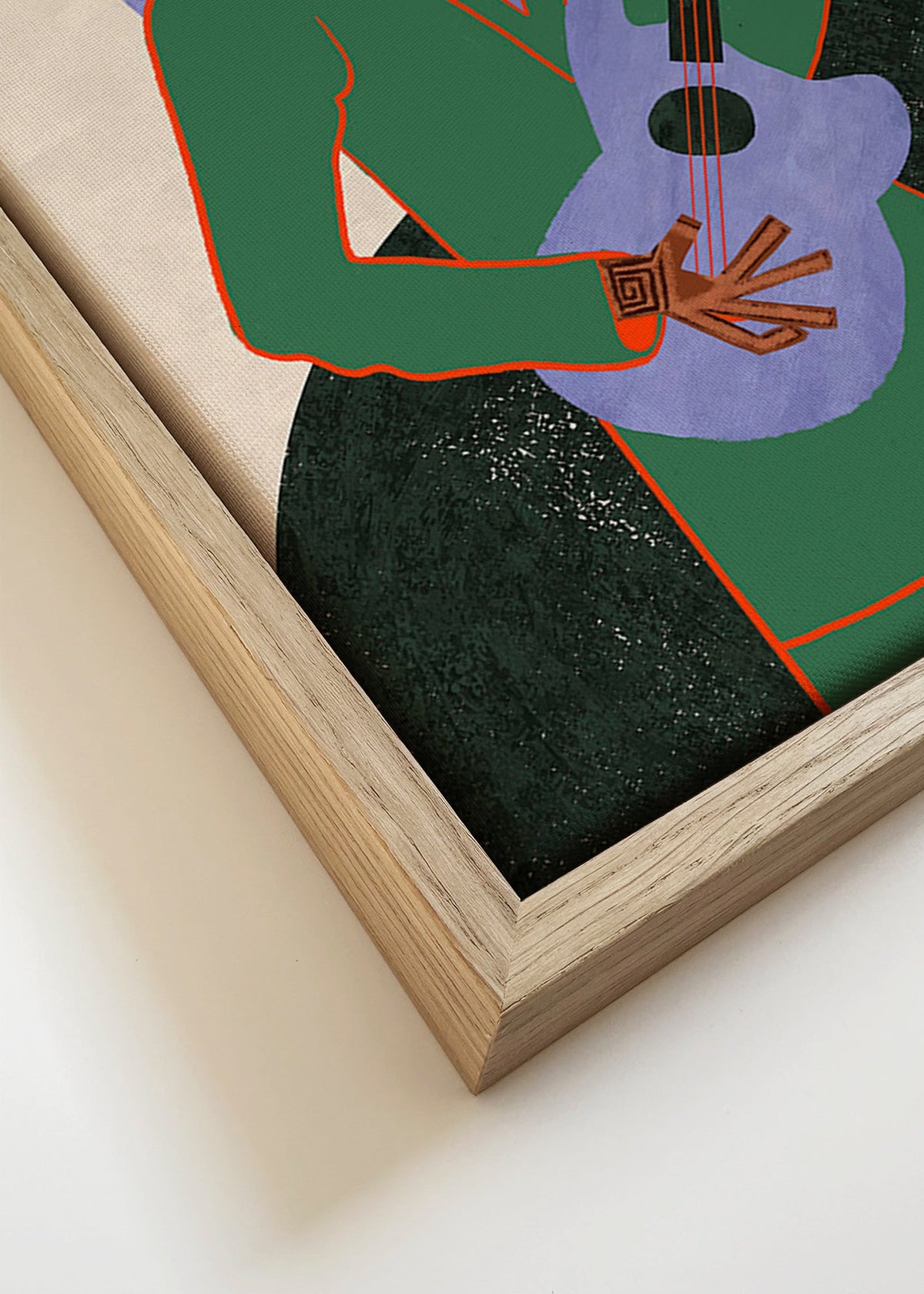 Ilustrace hudebníka s kytarou a aurou – Canvas detail