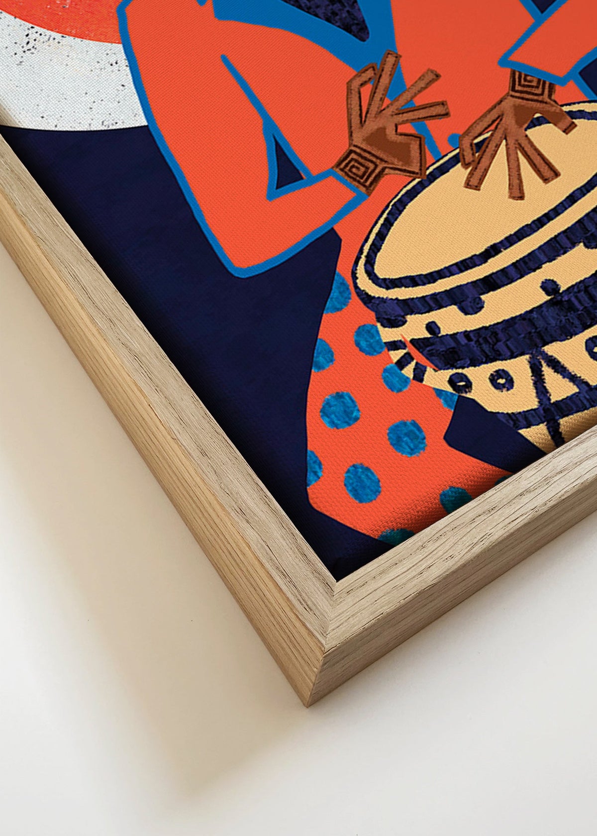 Ilustrace hudebníka u bubnu v živých barvách – Canvas detail