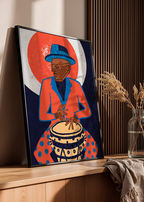 Ilustrace hudebníka u bubnu v živých barvách – Product1