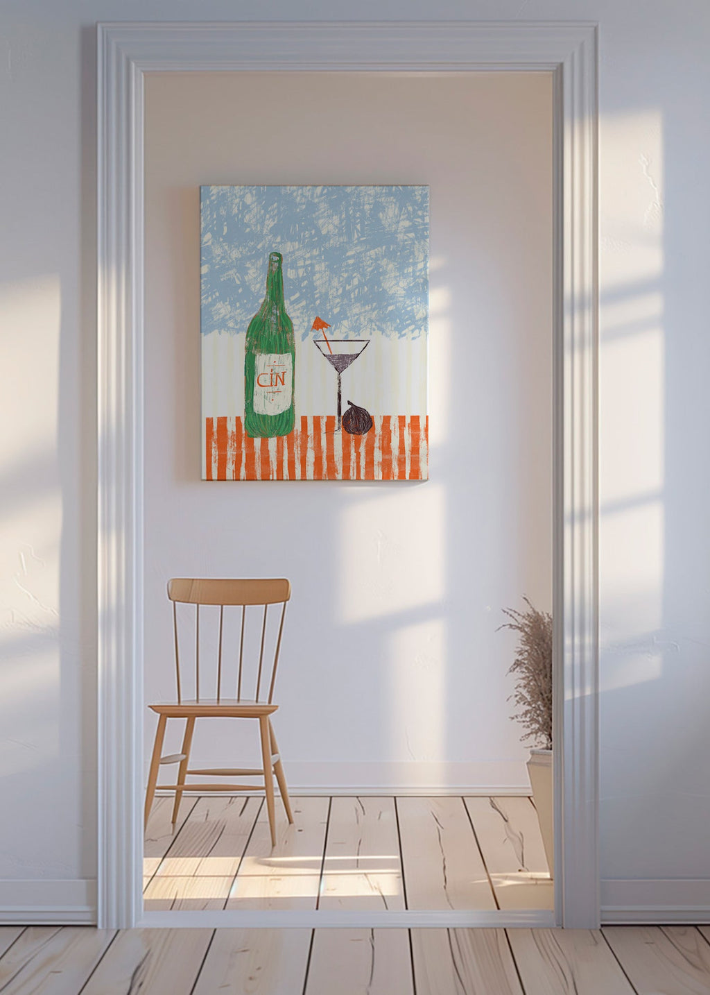 Obraz do kuchyně s ilustrací lahve ginu – Canvas