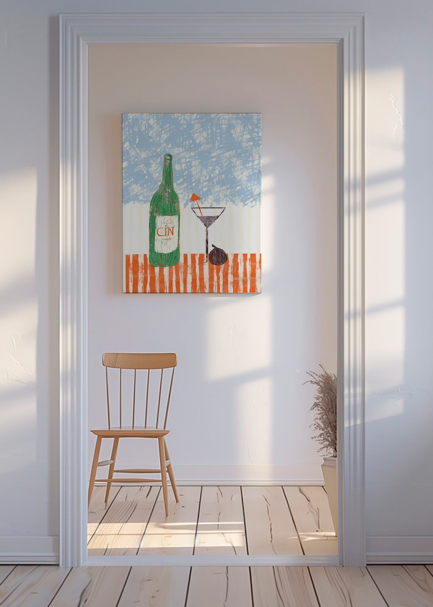 Obraz do kuchyně s ilustrací lahve ginu – Canvas