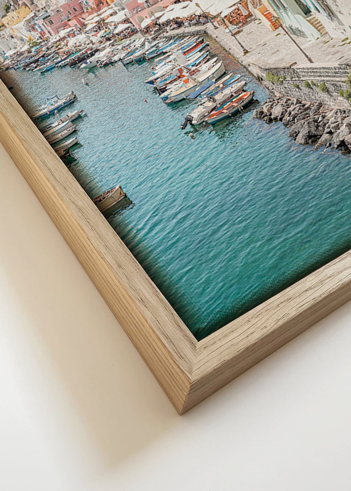 Cestovatelský plakát Procida přístav v pastelových barvách – Canvas detail