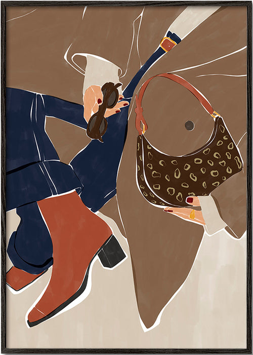 Ilustrace módy s kabelkou a botami – Black Frame