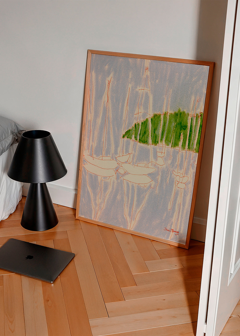 Krajinné umění s plachetnicemi a zeleným kopcem – Product2