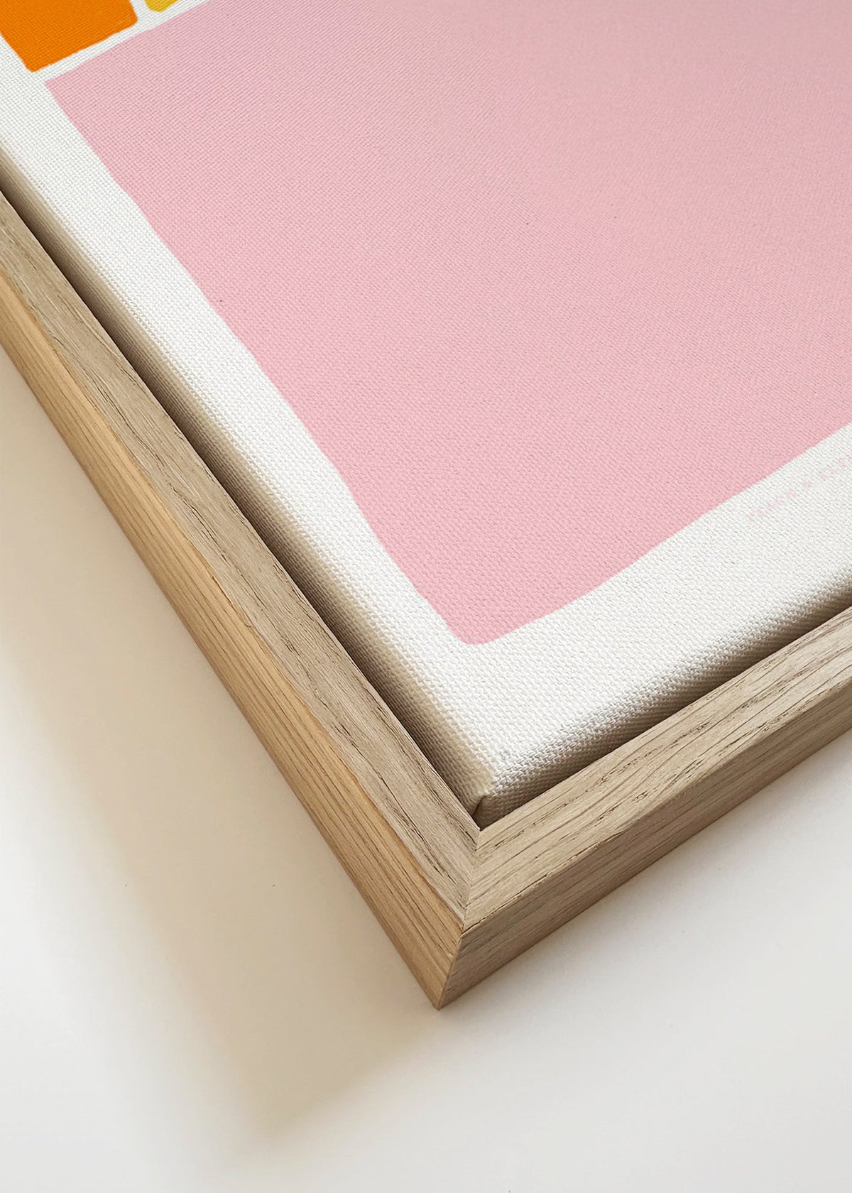 Abstrakt obraz půlkruh růžová a oranžová – Canvas detail