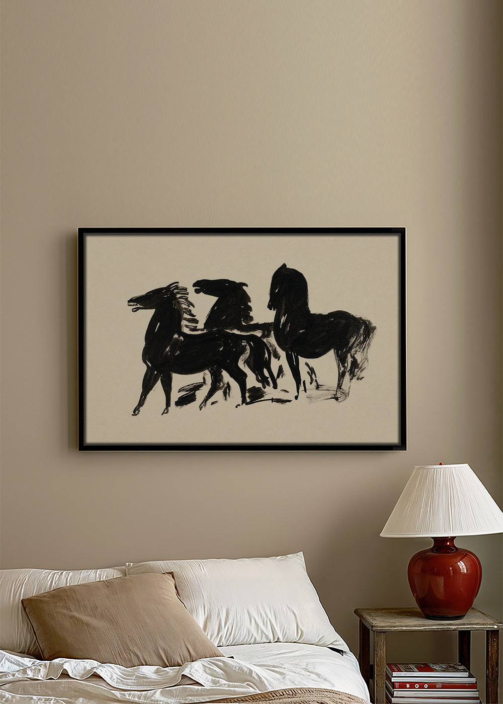 Tři koně: gestická kresba inkoustem – Canvas2