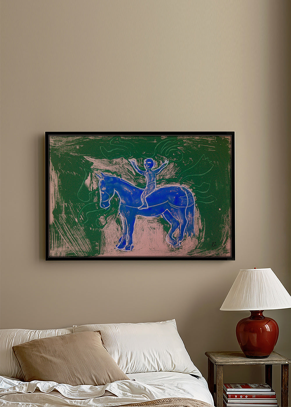 Obraz modrý kůň s jezdcem – Canvas1