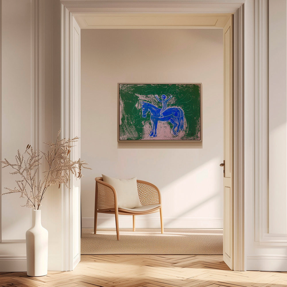 Obraz modrý kůň s jezdcem – Canvas2