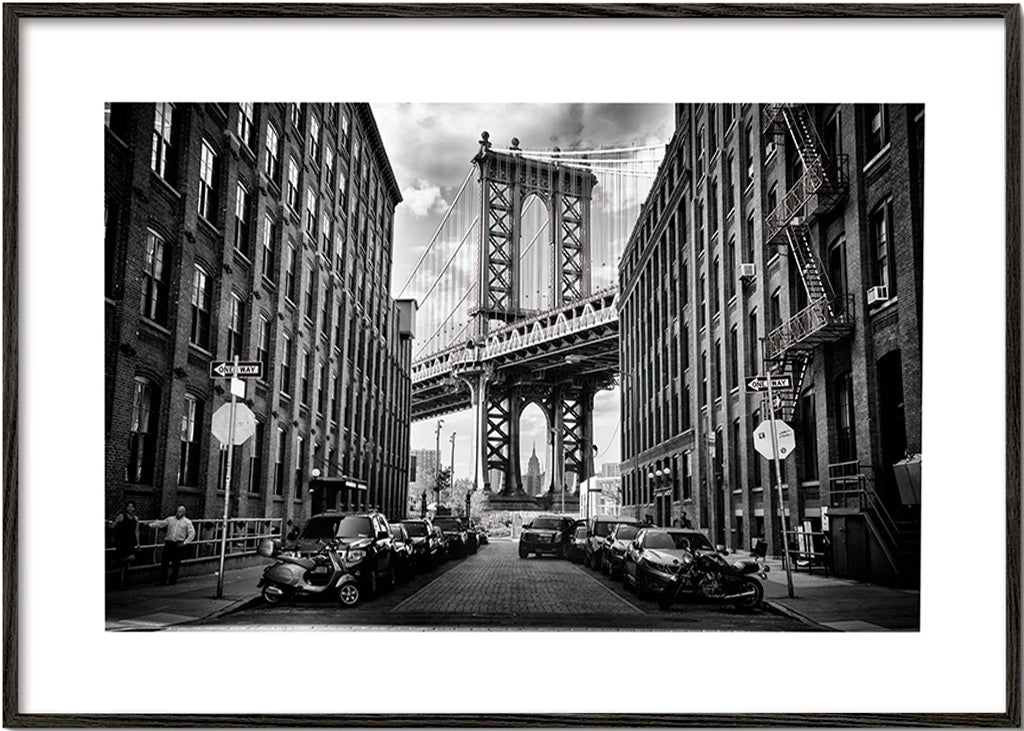 Obraz do kuchyně: Manhattanův most černobílý – Black Frame