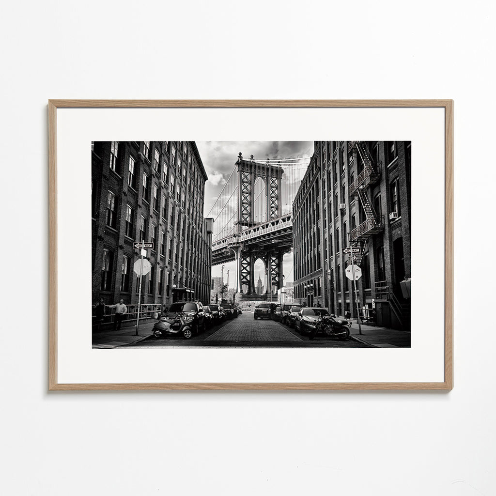 Obraz do kuchyně: Manhattanův most černobílý – Oak Frame