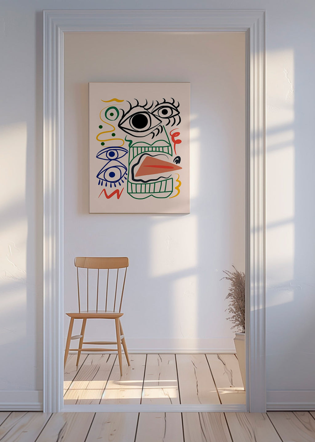Lineární ilustrace s výraznýma očima – Canvas