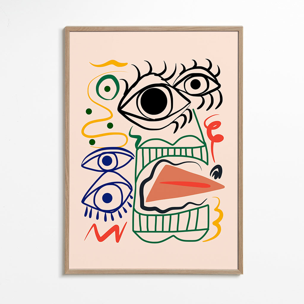 Lineární ilustrace s výraznýma očima – Oak Frame