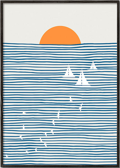 Obraz krajiny s minimalistickými plachtami – Black Frame
