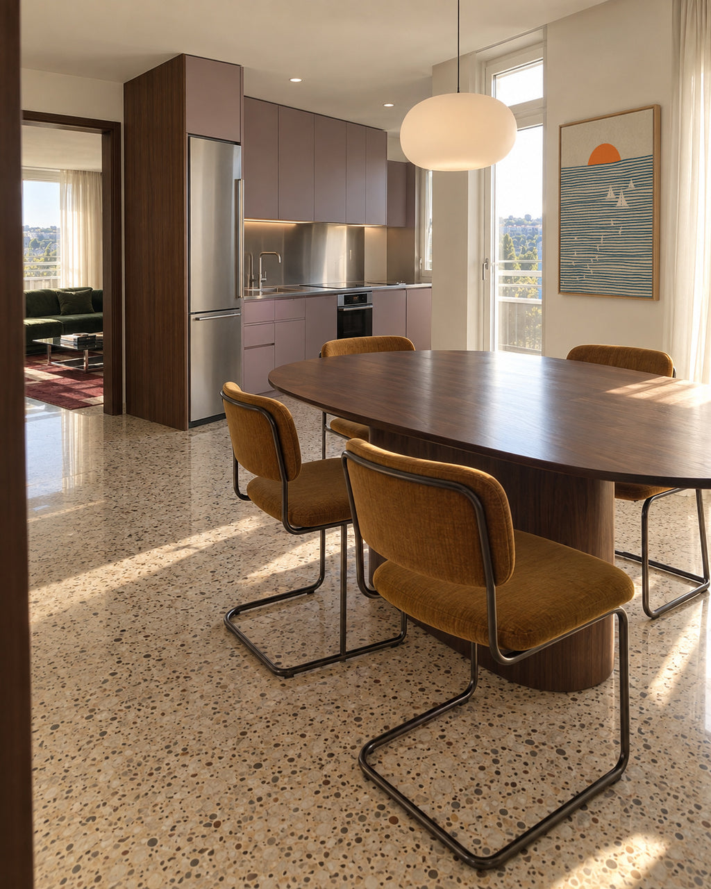 Three White Sails - Framed canvas in an interior