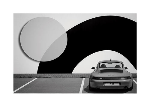 Fotografie Porsche 911 s geometrickým muralem