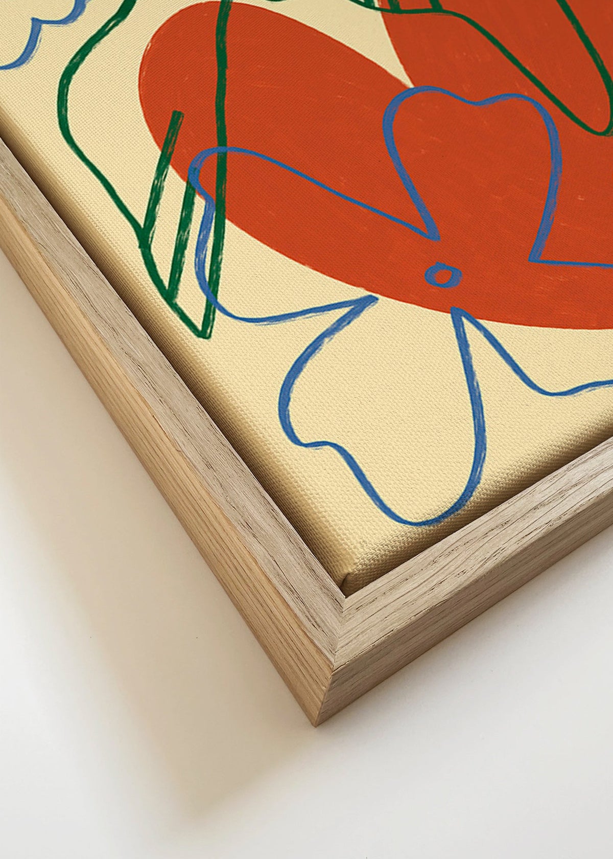 Ilustrace holubice a srdce volné tahy – Canvas detail