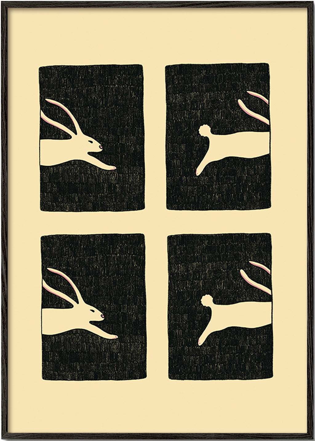 Obraz zajíci v panelech – Black Frame