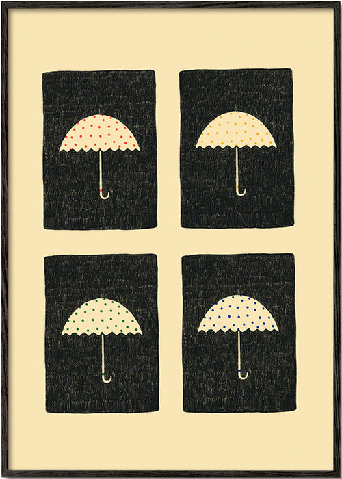 Ilustrace opakujících se deštníků – Black Frame
