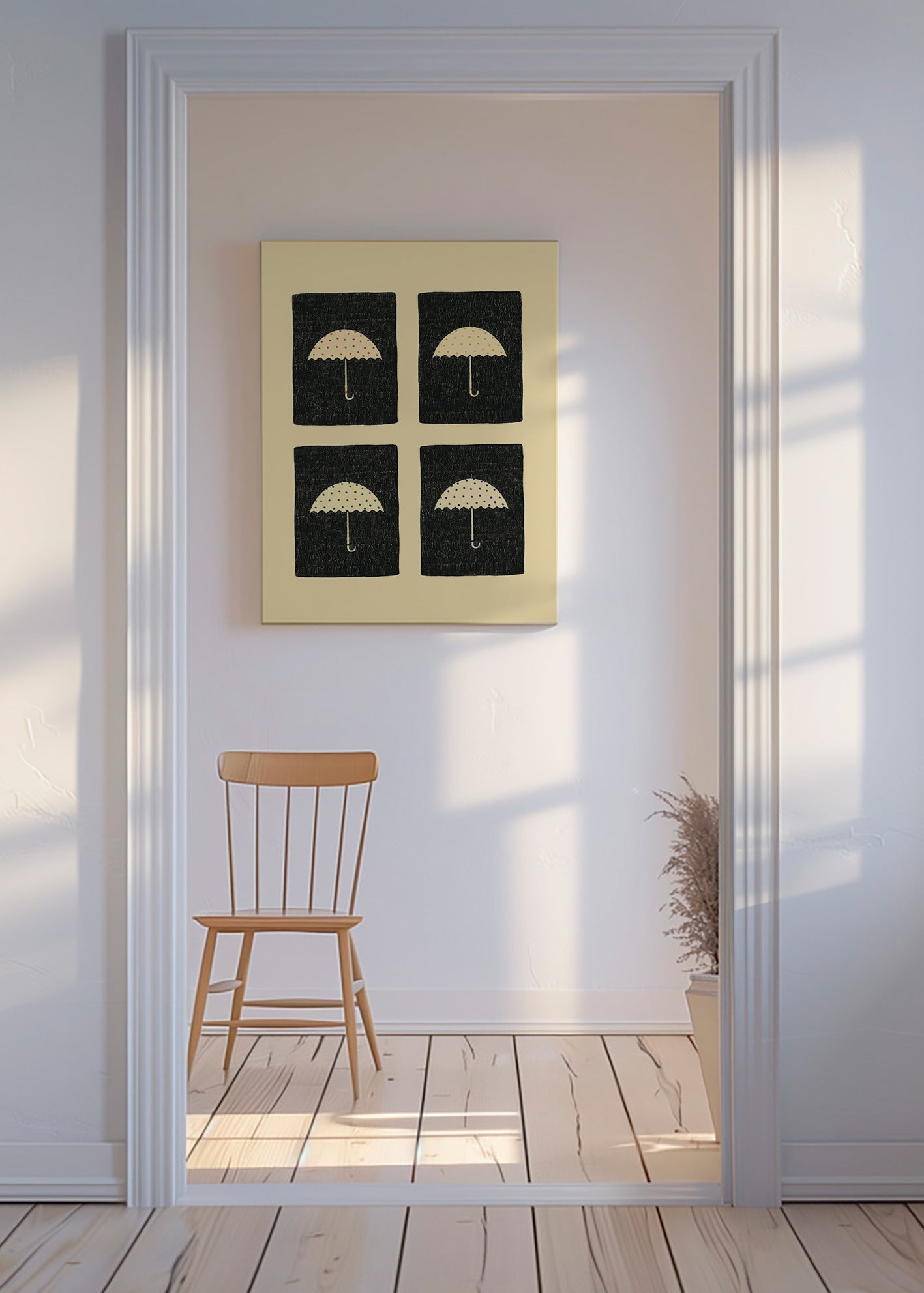 Ilustrace opakujících se deštníků – Canvas